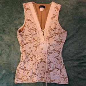 NWOT Venus Lace-Up Sleeveless Top White XS